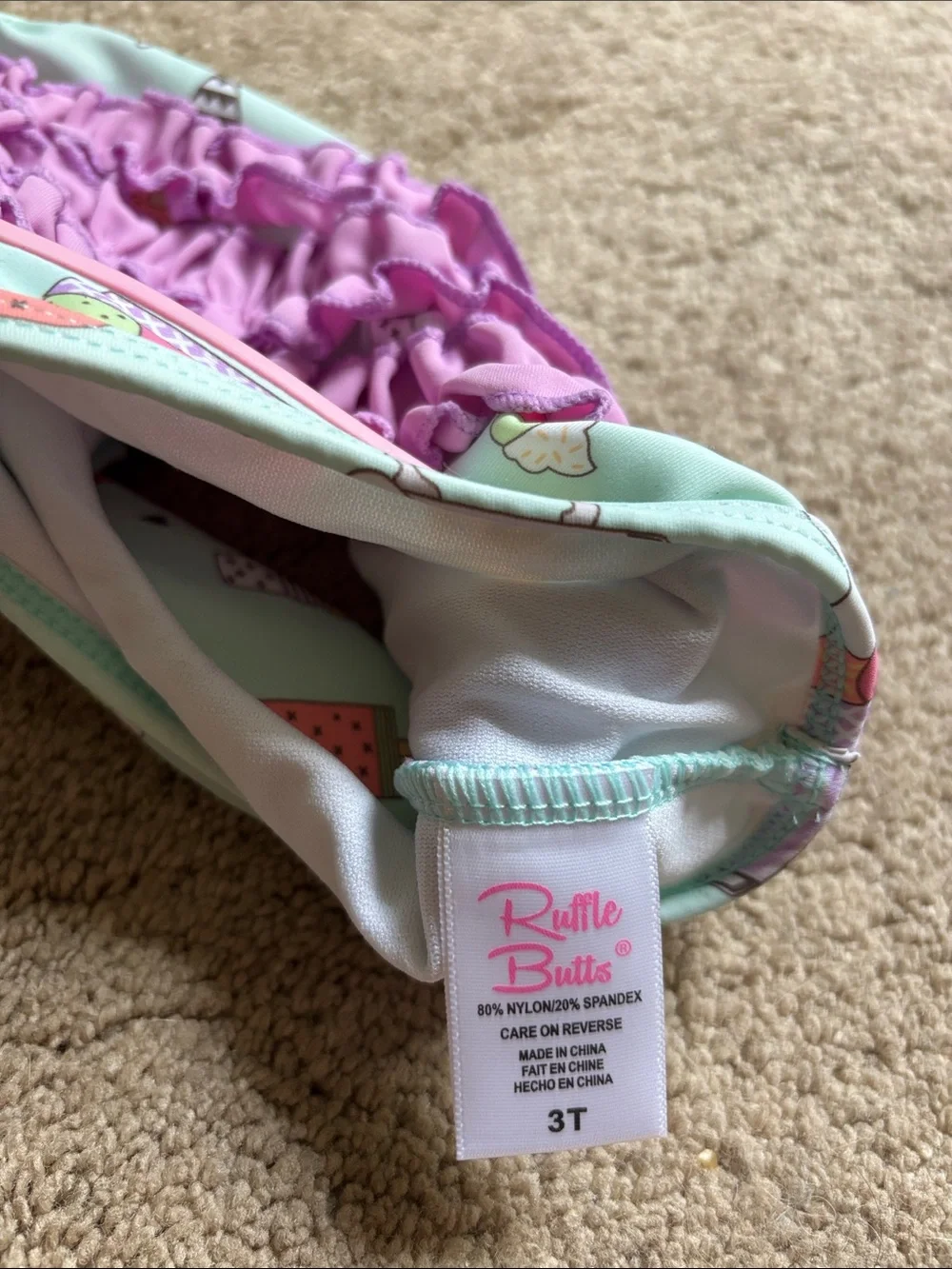 NWT Ruffle Butts Purple Ruffle Swim Bottoms for Kids 3T